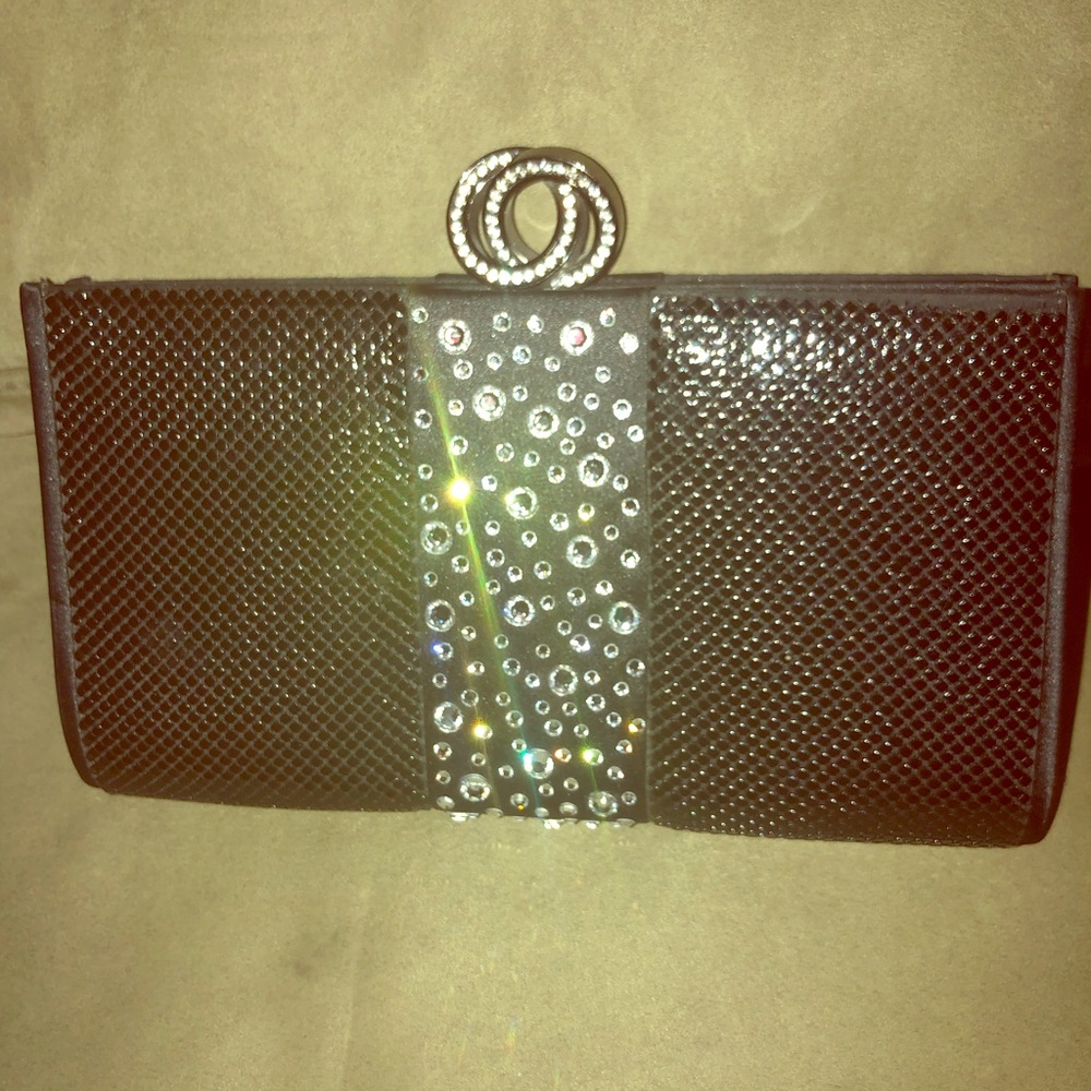 Black evening clutch full Glam nwot